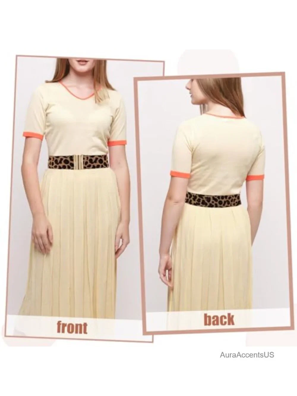 Wide Stretch Waist Belt - Vintage Elastic Leopard Print Dress Tuck Belt